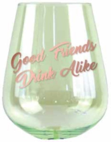 Coloured Stemless Wine Glass - Good Friends