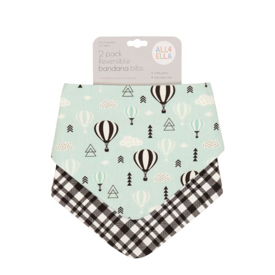 Bandana Bibs 2pk - Hot Air Balloons - All4Ella