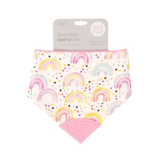 Bandana Bib With Silicone - Watercolour Rainbow - All4Ella