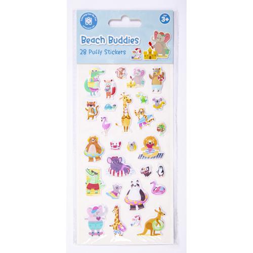 Kids Puffy Sticker Set Beach Buddies 28-Piece LCBF