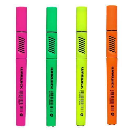 Tri-Barrel Slimline Highlighters Assorted 4 Pack Warwick