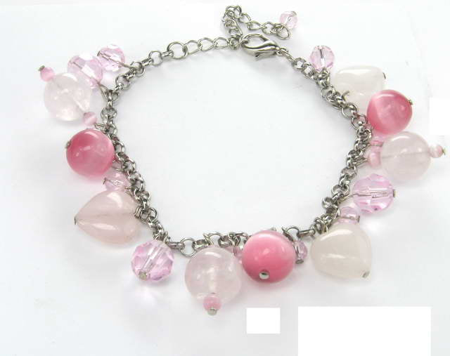 Bracelet - Bead & Crystal - Pink - Smartfox
