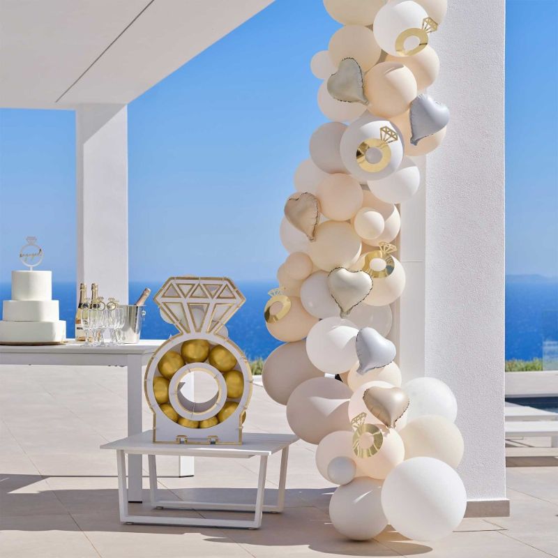 Engagement Cream, Grey & Confetti Engagement Party Balloon Arch - Pack of 10