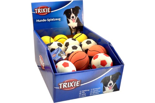 Assorted rubber dog balls (6cm) in 24-pack, safe for pets, perfect for fetch and playtime, durable and colorful.