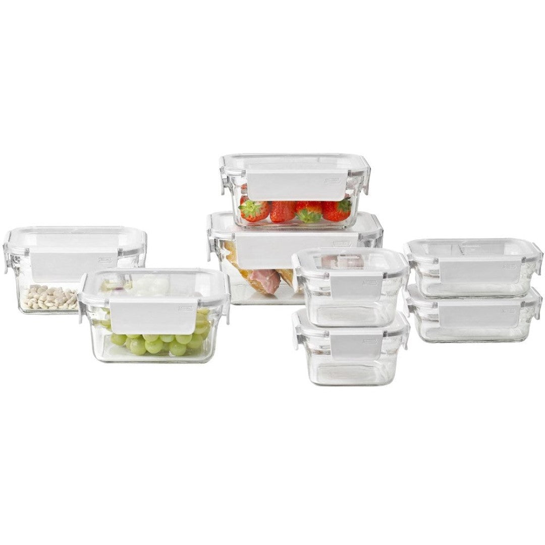Container Set - Glasslock Premium Oven Safe Glass 8 Piece (White)