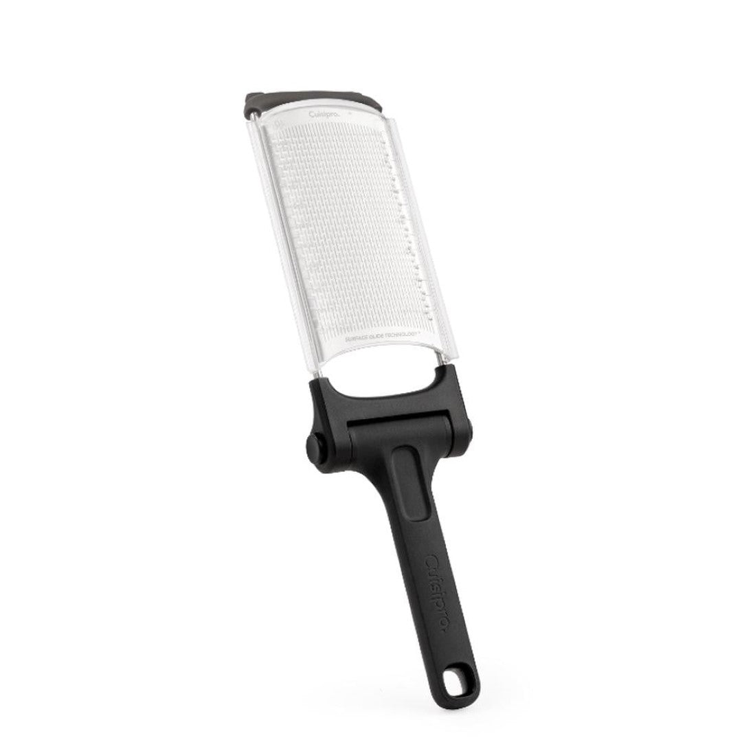 Compact Cuisipro SGT Fine Folding Grater with stainless steel blades for easy grating, zesting, and precise measuring.