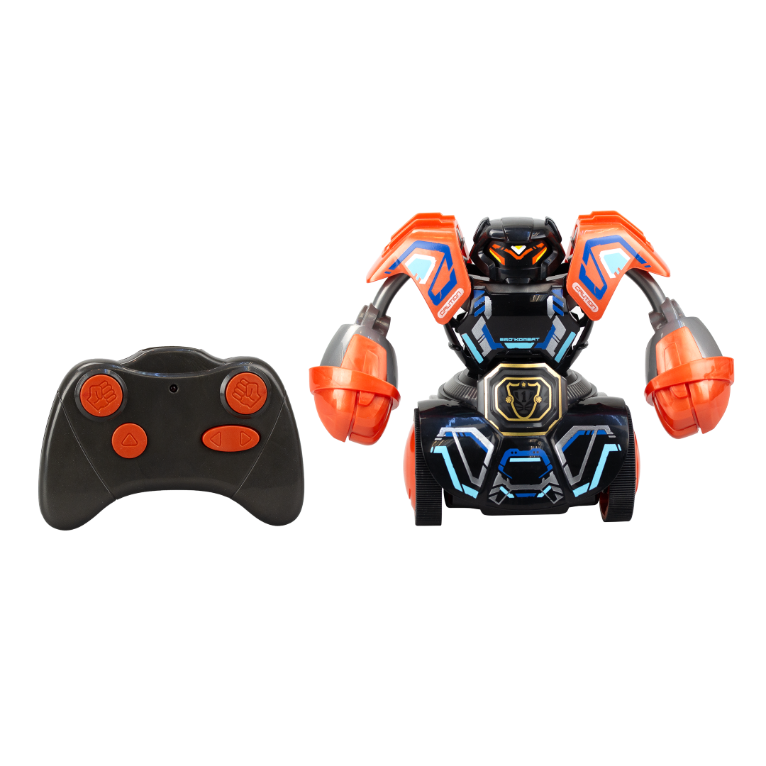 Exciting robot combat set featuring a 360° Punch, Tornado Combo, LED indicators, and realistic sound effects for battles.