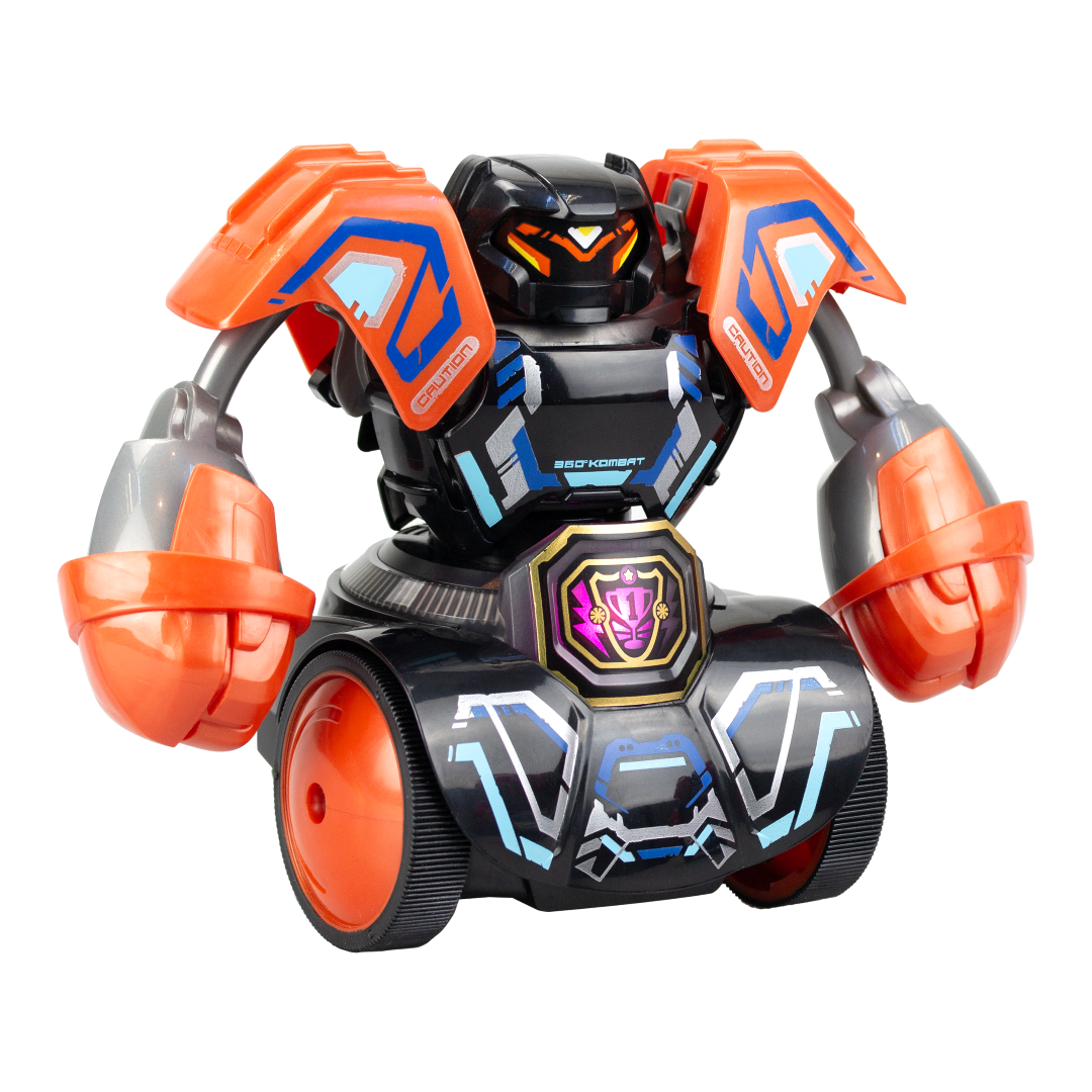 Dynamic battling robot with 360° Punch and Tornado Combo, perfect for thrilling fights in single or multiplayer modes.
