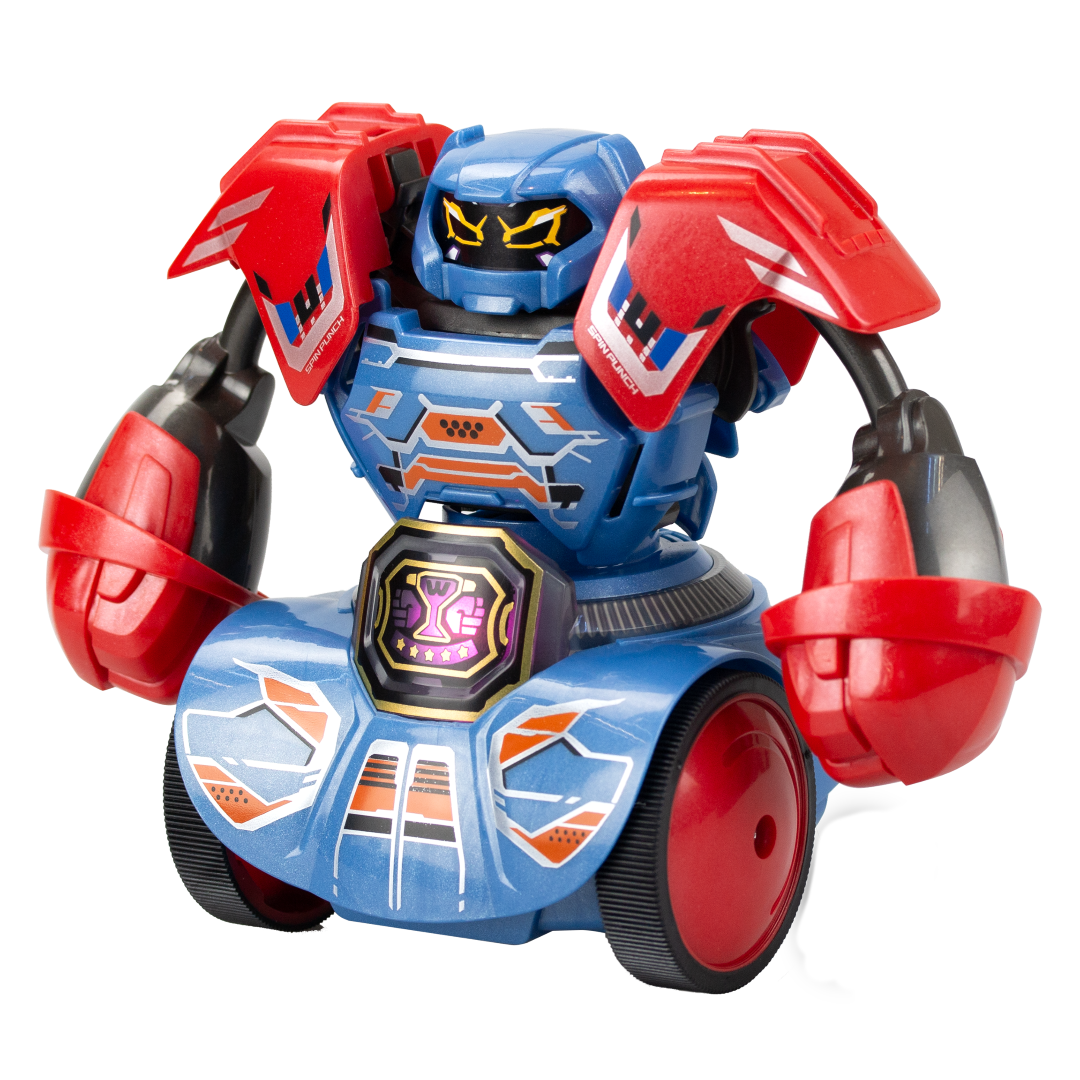 Dynamic robot fighter with 360° Punch, Tornado Combo, LED indicators, and immersive sound effects for thrilling battles.