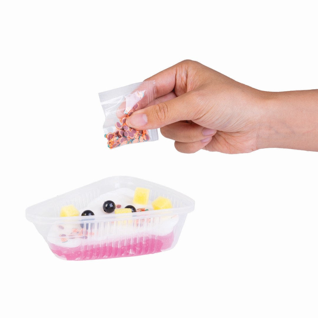 Colorful DIY Pizza Slime set of 8, featuring vibrant slime, toppings, and a convenient case for creative play.