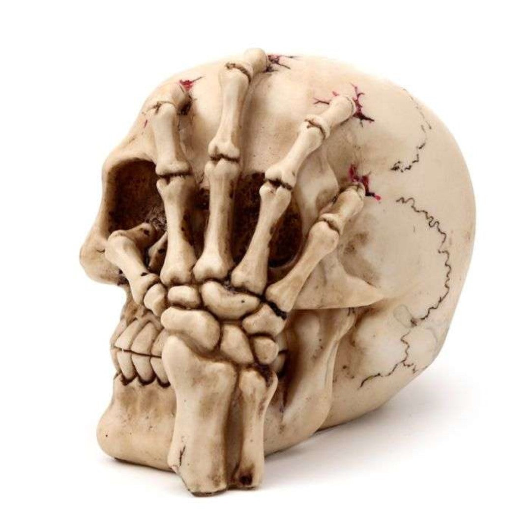 Ornament - Gruesome Skull Head with Skeleton Claw Hand (16cm)