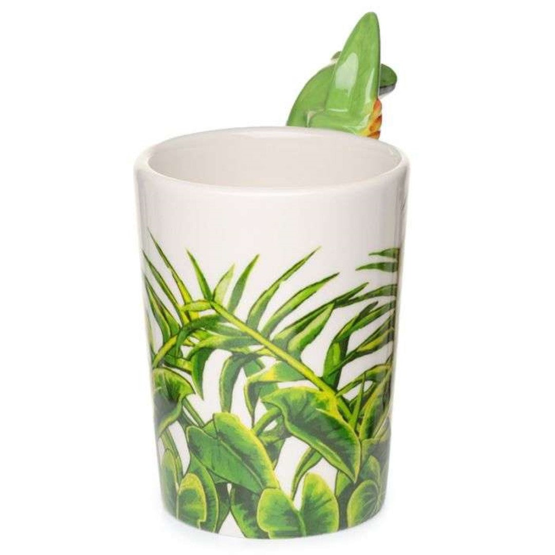 Ceramic Mug - Tree Frog with Foliage Decal Shaped Handle (400ml)