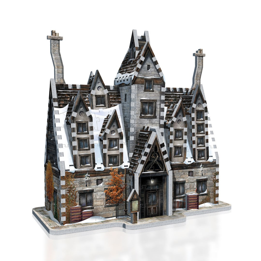 3D jigsaw puzzle of Hogsmeade's iconic Three Broomsticks pub, featuring detailed architecture and enchanting design.