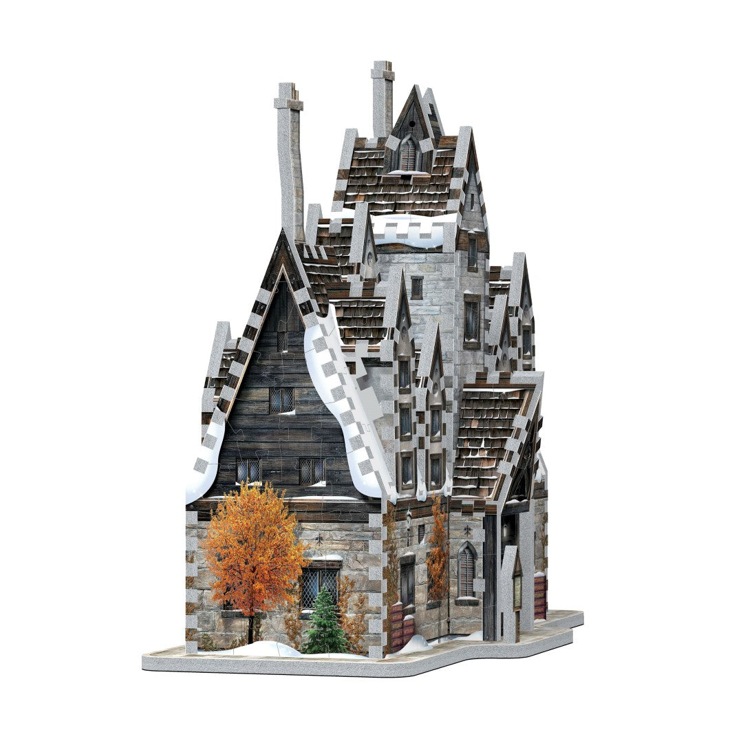 3D jigsaw puzzle of Hogsmeade's Three Broomsticks, featuring intricate details for Harry Potter fans and collectors.