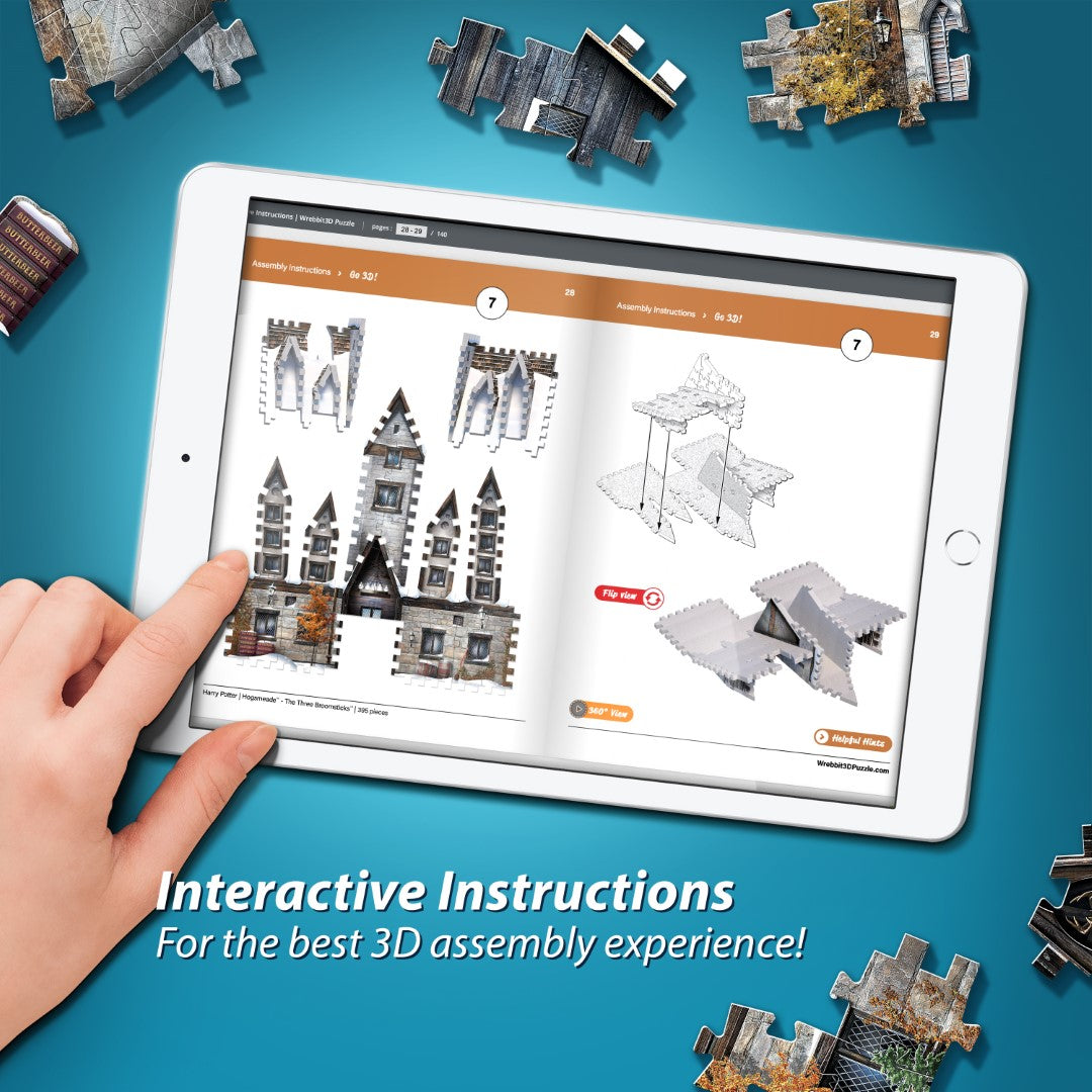 3D jigsaw puzzle of Hogsmeade's iconic Three Broomsticks pub, capturing the magic of the Wizarding World.