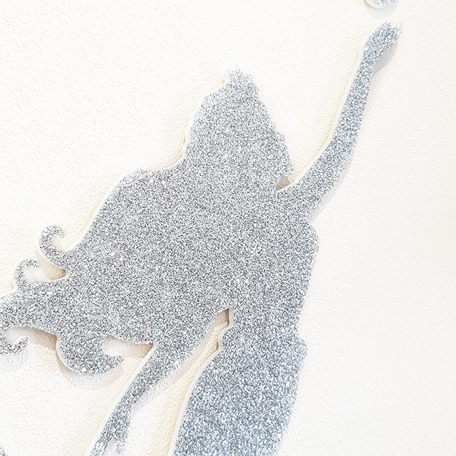 Whimsical glitter-finished wall art featuring a mermaid and seahorse, perfect for children's nursery décor.