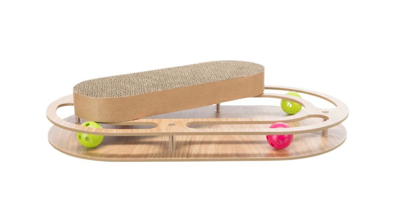 Cat Scratcher - Wooden Oval with Ball Track (46cm)