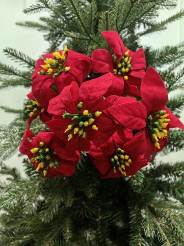 Artificial Single Poinsettia - 17cm (Red)
