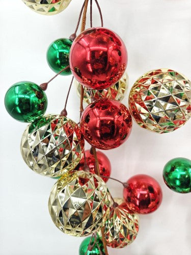 Christmas Baubles Garland - 200cm (Green Red Champagne)