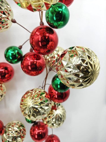 Christmas Baubles Garland - 200cm (Green Red Champagne)