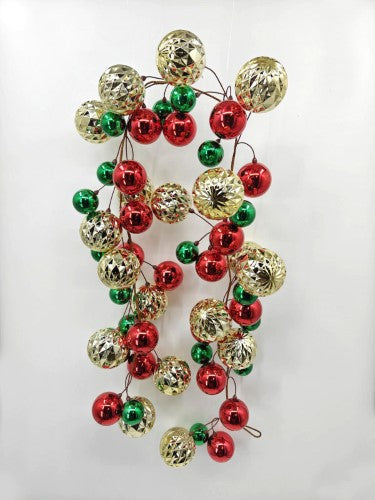 Christmas Baubles Garland - 200cm (Green Red Champagne)