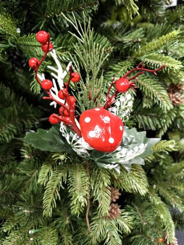 Artificial Green Pick with Red Mushroom