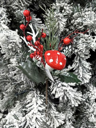 Artificial Green Pick with Red Mushroom