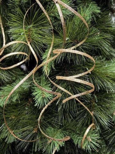 Tree Ornament - Glitter Thin Curly Twig Spray X 5 (Champagne)