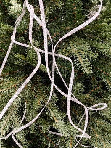 Tree Ornament - Glitter Thin Curly Twig Spray X 5 (White)