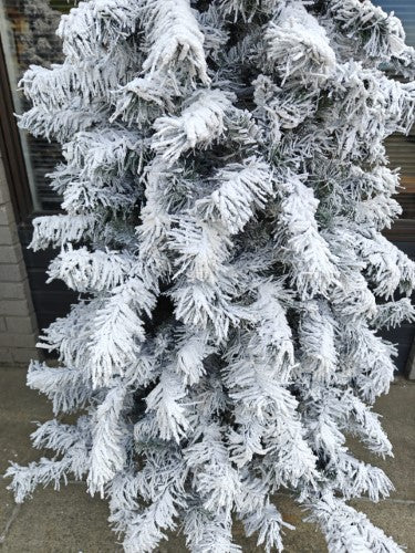 Artificial Snow Drooping Slim Pine Christmas Tree With 300 Warm Lights (7.5')