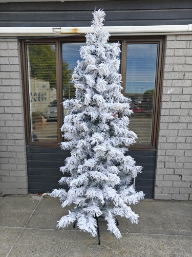 Artificial Snow Drooping Slim Pine Christmas Tree With 300 Warm Lights (7.5')