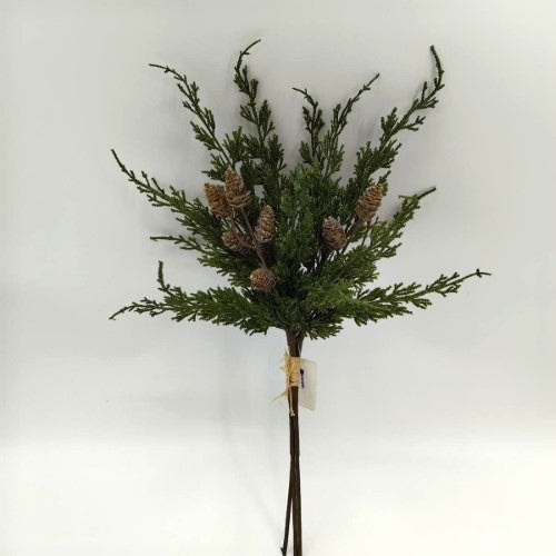 Artificial Real Touch Cypress Pine Spray with Cones X 3 (21")
