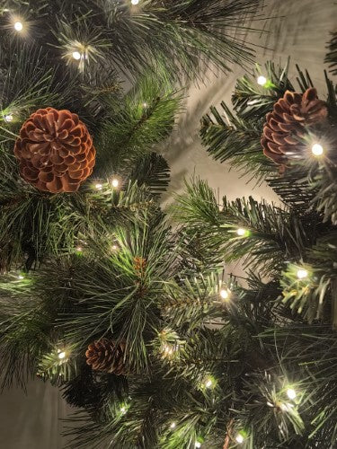 Green Mixed Pine Garland with Pinecone & 100 LED Lights & 150 Tips (6')