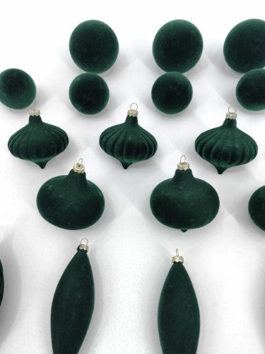 Christmas Ornament - Velvet Balls Trimming Pack of 27 (Green)