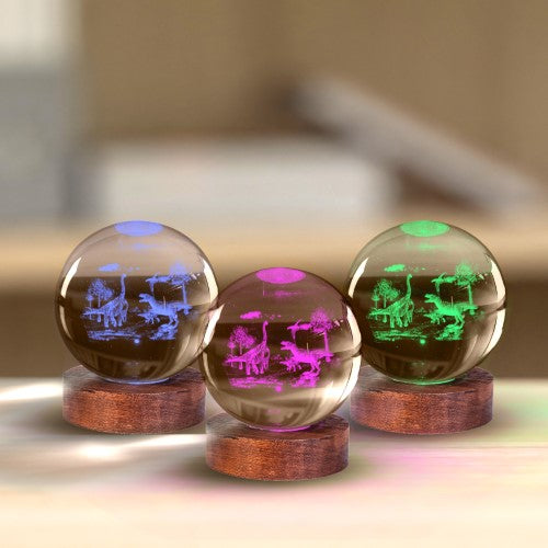 3D Crystal Ball Lamp - Dino Land (8 x 8 x 9.5cm)