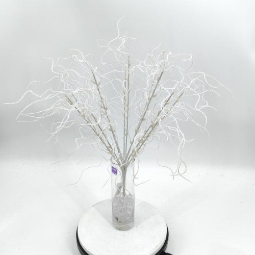 Glitter Twisted Willow Bush (White)