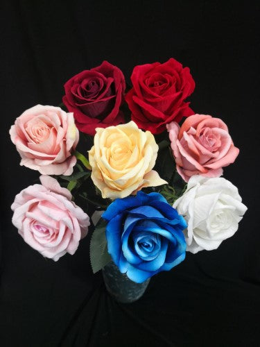 Artificial Velvet Rose Bud Stem - Large (Cream)