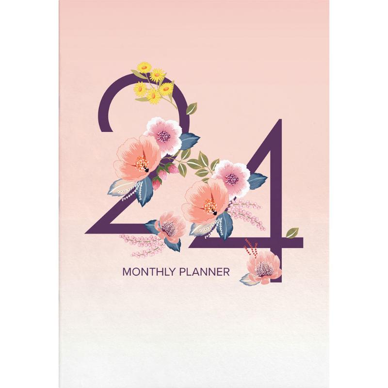 Collins Designer A4 Monthly Planner Floral Numbers Even Year