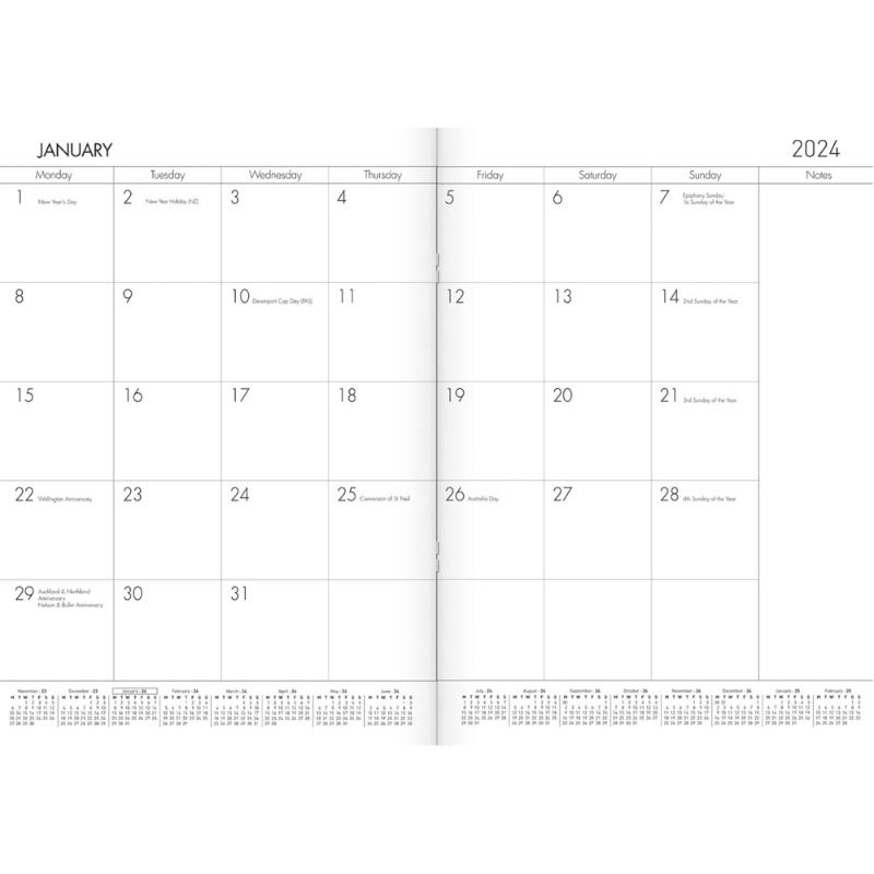 Collins Designer A4 Monthly Planner Floral Numbers Even Year
