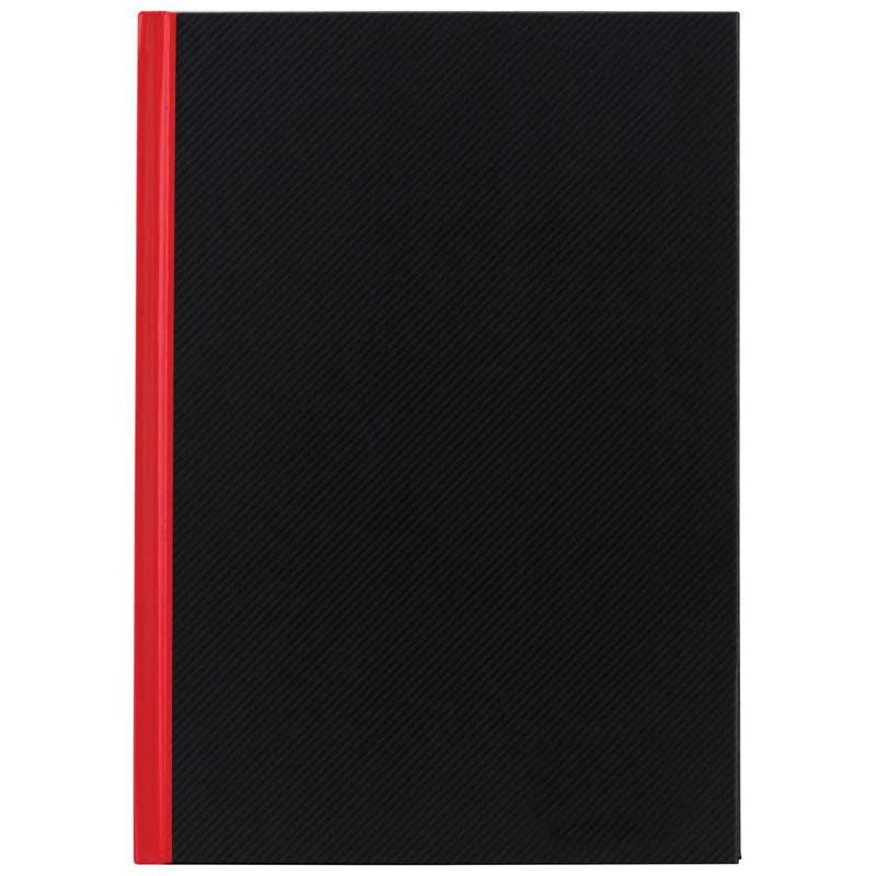 Milford A6 notebook in red and black, featuring 100 ruled pages and a durable casebound design for on-the-go use.