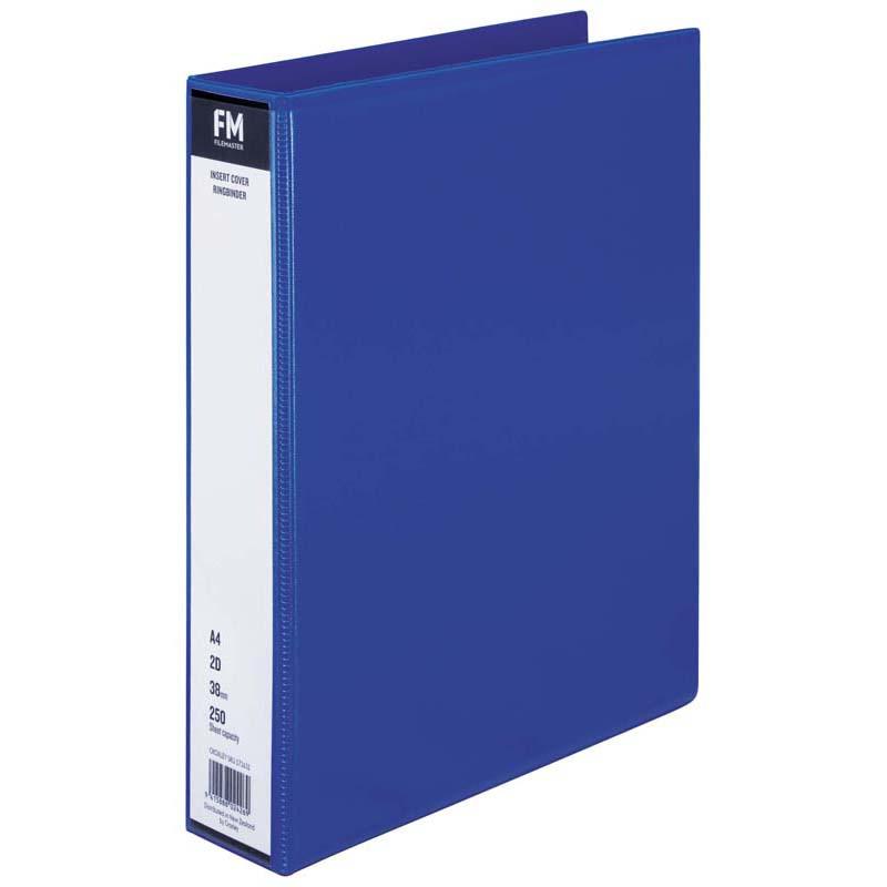 Light blue A4 binder with a clear insert cover, holds 250 sheets, durable polypropylene, ideal for organizing documents.