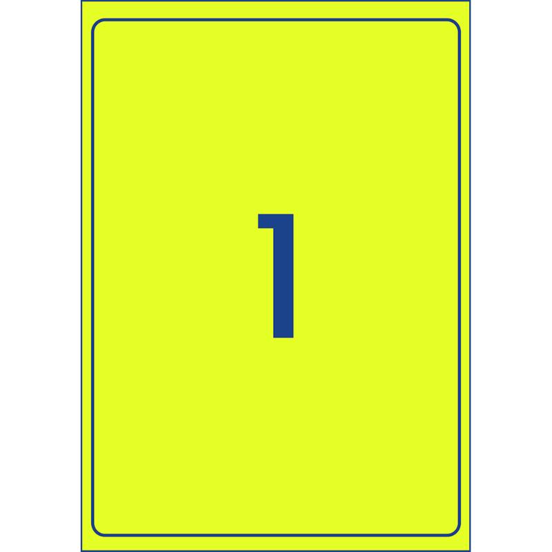 Avery Shipping Label L7167FY Flo Yellow Laser 199.6x289.1mm 1up 25 Sheets