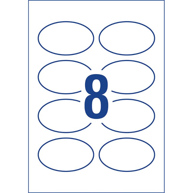Avery Label L7127 Oval Glossy 8up 10 Sheets 84x50mm