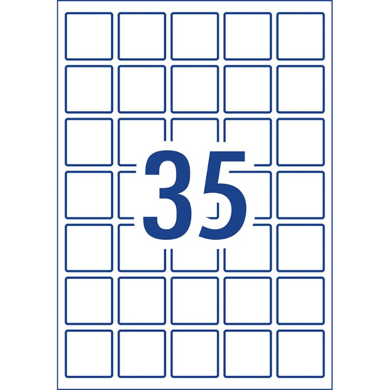 Avery Label L7119 Square White Glossy 35up 10 Sheets 35x35mm