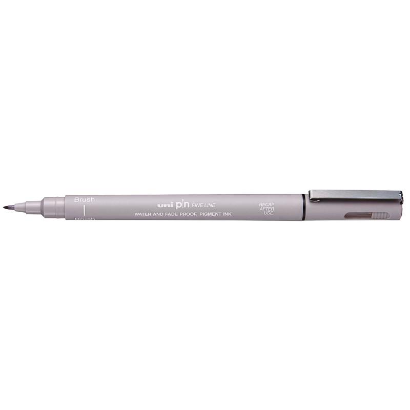 Uni Pin Fineline Permanent Brush Tip Light Grey