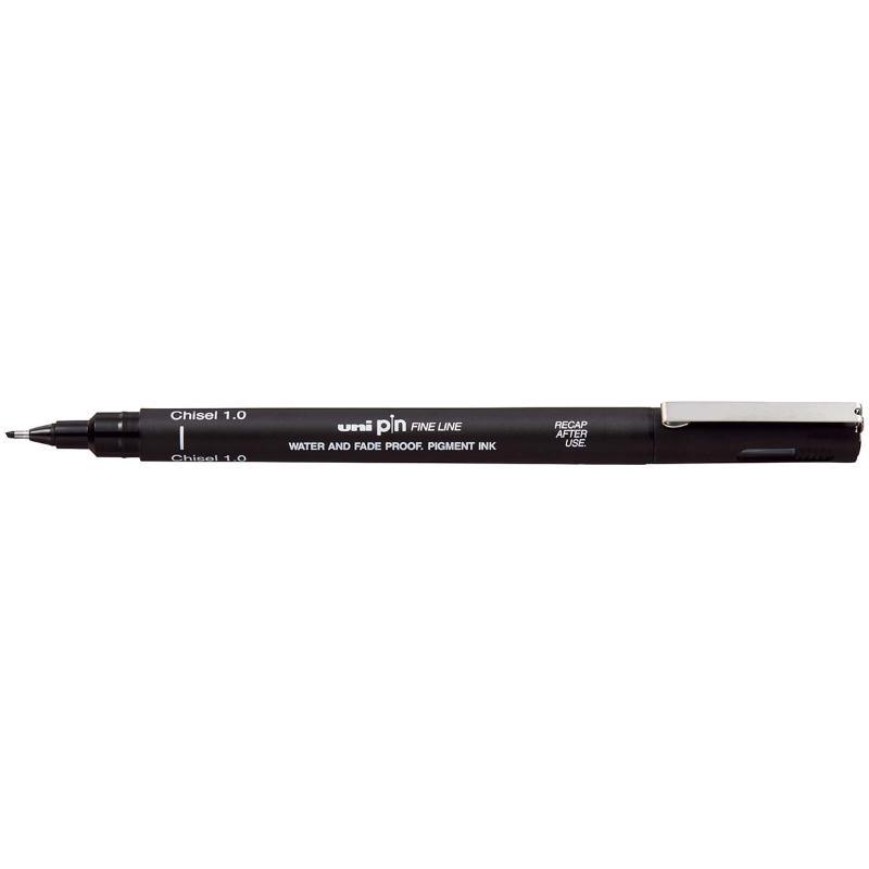 Uni Pin Fineline Permanent 1.0mm Chisel Tip Black