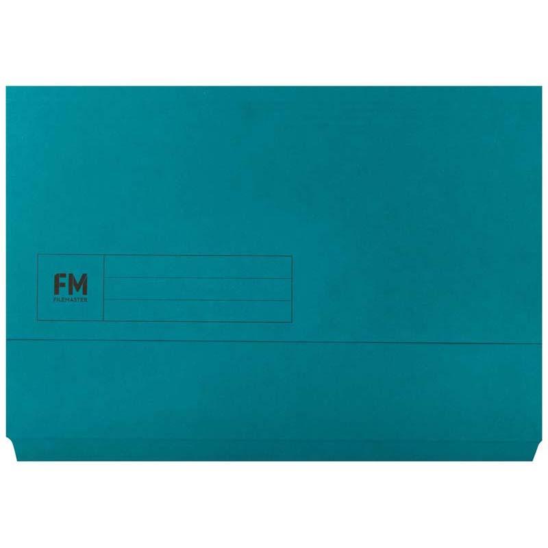 FM Document Wallet in blue foolscap, made of durable manila boards, with ID panel and 25mm capacity for 80 sheets.