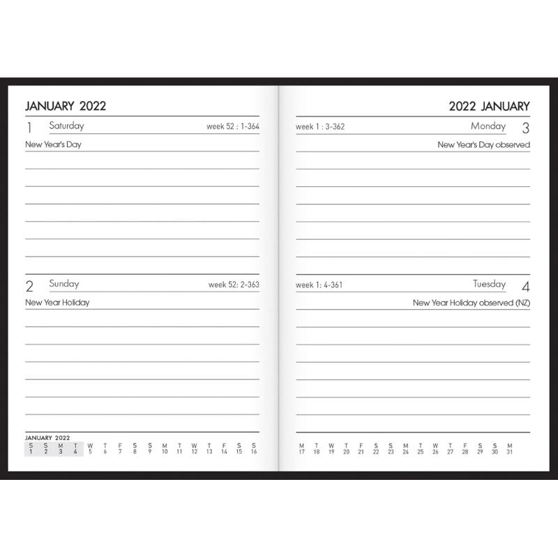 Collins Diary A72 Black Even Year