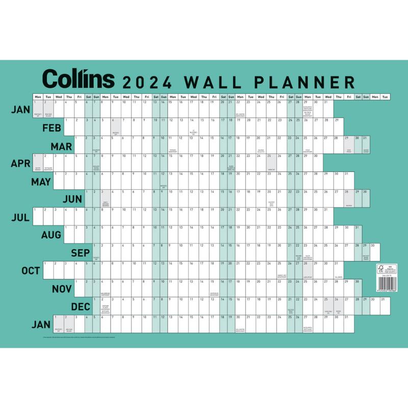 Collins Wallplanner A2 Unlaminated Even Year
