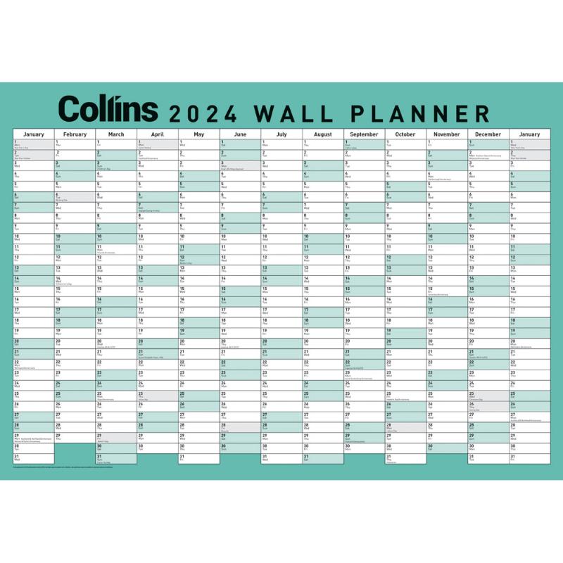 Collins Wallplanner A2 Unlaminated Even Year